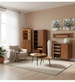 Zestaw 2 stolików kawowych SOBREN 40 i 50 cm drewno mango