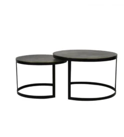 Zestaw 2 stolików kawowych TRELO 62 cm 76 cm antyczny brąz czarny