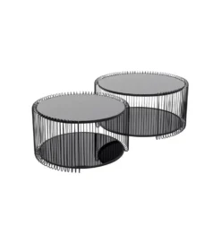 Zestaw 2 stolików kawowych WIRE 69 cm 59 cm czarne