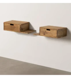 Zestaw 2 Stolików nocnych wiszących NOHENY 55 cm drewno mango