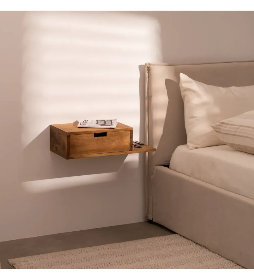 Zestaw 2 Stolików nocnych wiszących NOHENY 55 cm drewno mango
