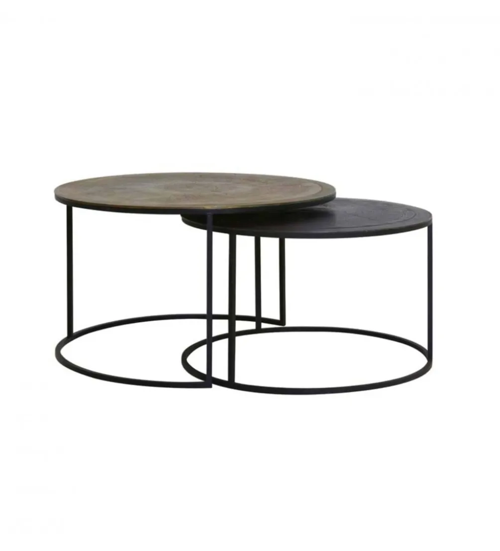 Zestaw 2 stolików TALCA 75 cm 67 cm brąz