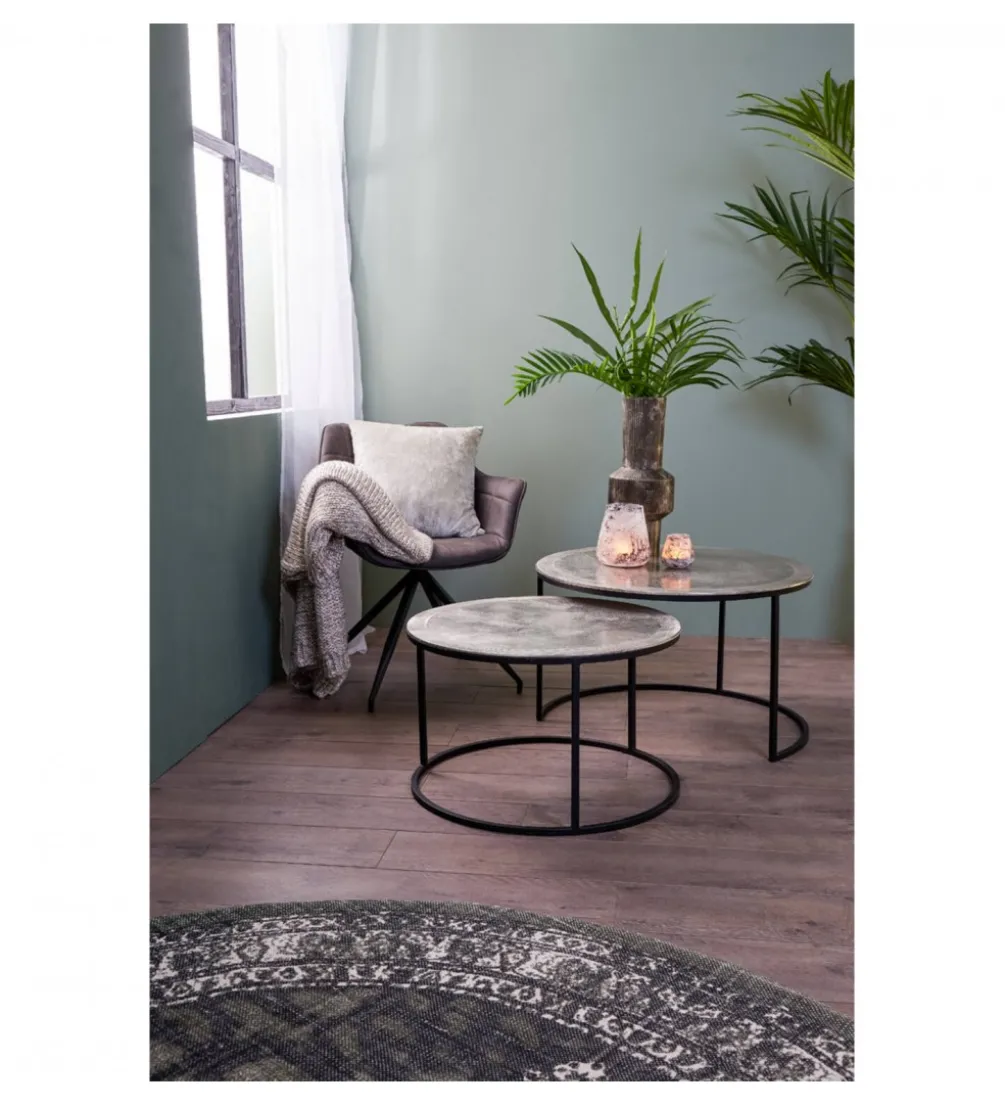 Zestaw 2 stolików TALCA 75 cm 67 cm nikiel