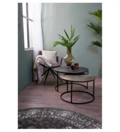 Zestaw 2 stolików TALCA 75 cm 67 cm srebrne
